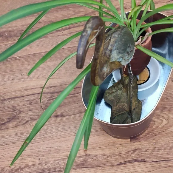 Mid- Century Vintage Solid Brass Patina Finish Heron / Crane Figurine Decor 13"+ - Picture 5 of 11